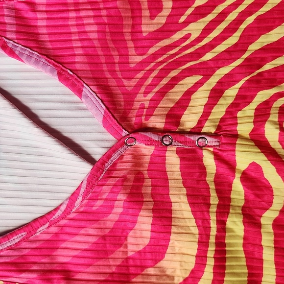 Zebra Print Colorful Ribbed Tank - Picture 3 of 6